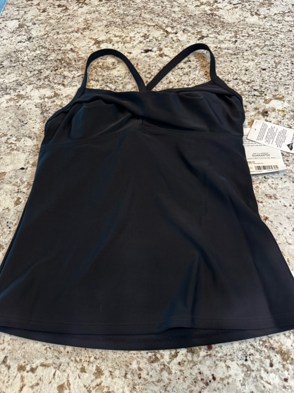 Athleta Black Tankini Swim Top with Crossback Straps 34B/C